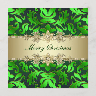 Invitación Fiesta de Navidad corporativa Hoja de Oro Verde