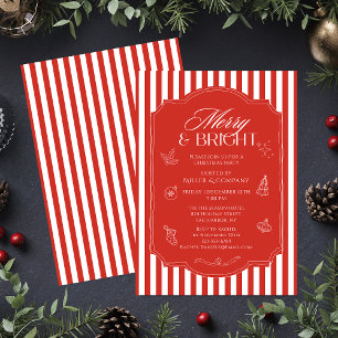 Invitación Fiesta de Navidad Corporativa Rayas Rojas y Blanca
