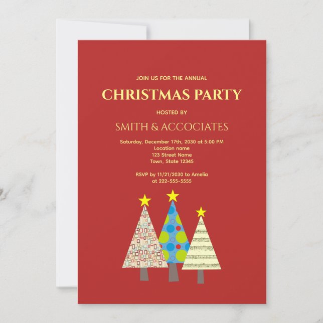 Invitación Fiesta de Navidad Corporativa Roja (Anverso)