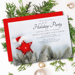 Invitación Fiesta de Navidad corporativa roja moderna