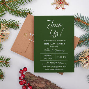 Invitación Fiesta de Navidad Corporativa Verde Personalizada