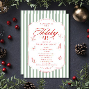 Invitación Fiesta de Navidad Corporativa Verde y Roja
