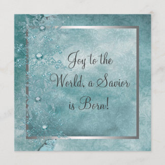 Invitación Fiesta de Navidad Cristiana Copos de Nieve Azul Ve