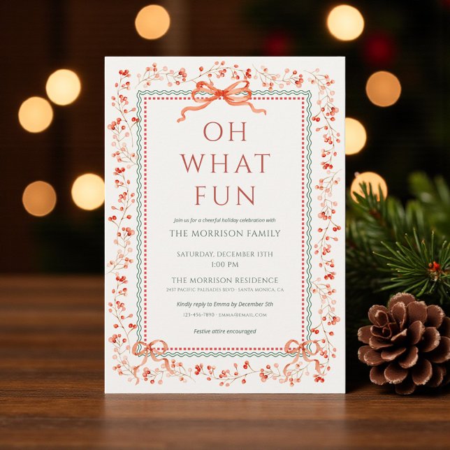 Invitación Fiesta de Navidad de Acebo de Fiesta de Lazo Rojo (Subido por el creador)