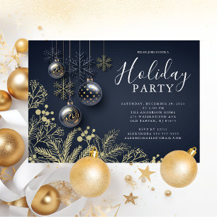 Invitación Fiesta de Navidad de Adornos Elegantes