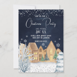 Invitación Fiesta de Navidad de Aldea Invernal en Acuarela Ac