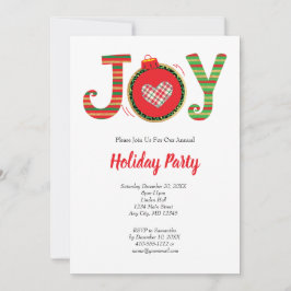 Invitación Fiesta de Navidad de alegría roja y verde