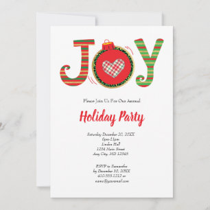 Invitación Fiesta de Navidad de alegría roja y verde