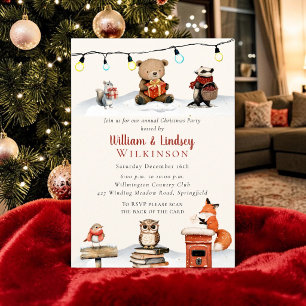 Invitación Fiesta de Navidad de Animales del Bosque Caprichos