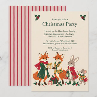Invitación Fiesta de Navidad de Animales del Bosque de Cuento