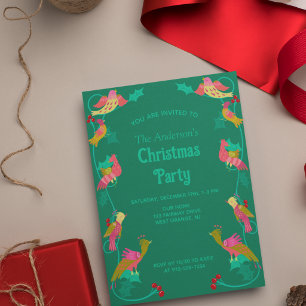 Invitación Fiesta de Navidad de Aves de Arte Popular