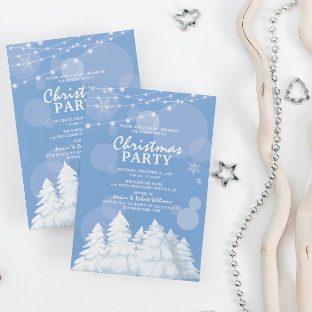 Invitación Fiesta de Navidad de Azul de Hielo de Invierno (Subido por el creador)