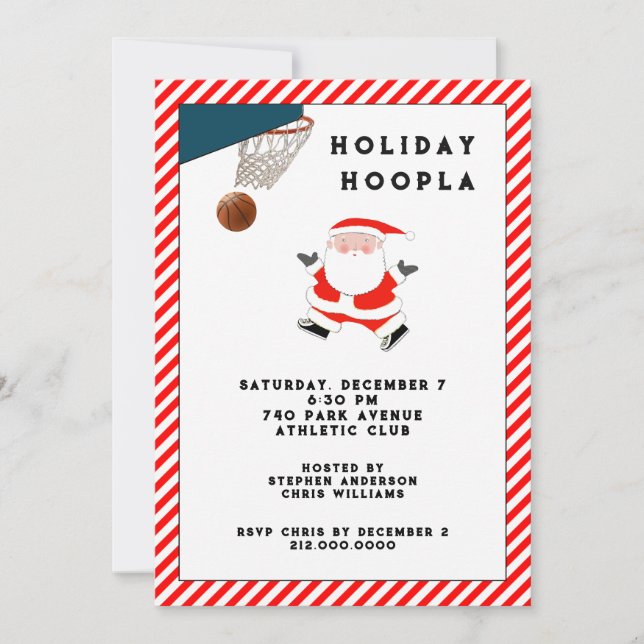 Invitación Fiesta de Navidad de baloncesto (Anverso)