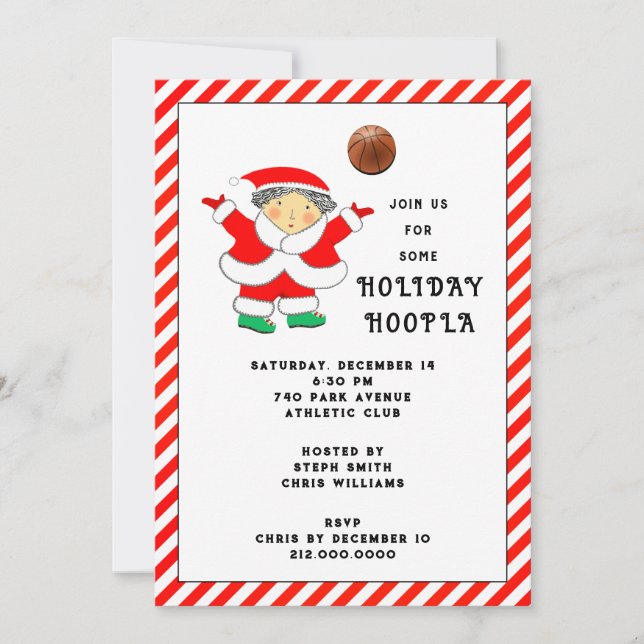 Invitación Fiesta de Navidad de Baloncesto (Anverso)