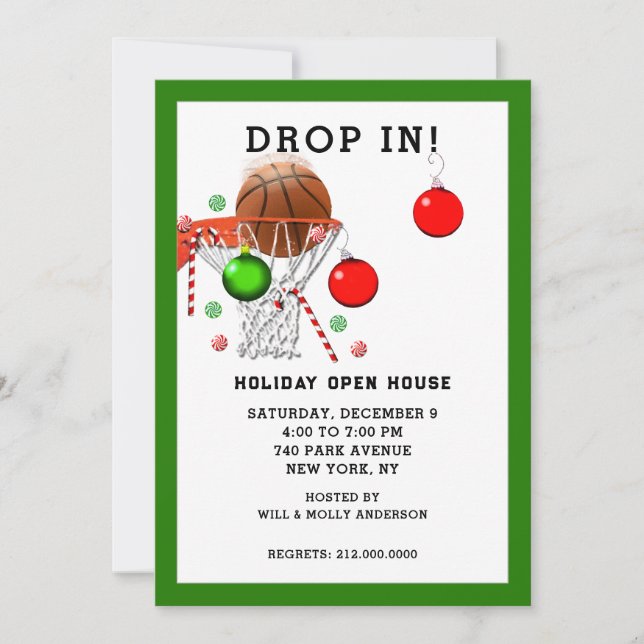 Invitación Fiesta de Navidad de Baloncesto (Anverso)