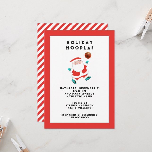 Invitación Fiesta de Navidad de Baloncesto (Anverso/Reverso In Situ)