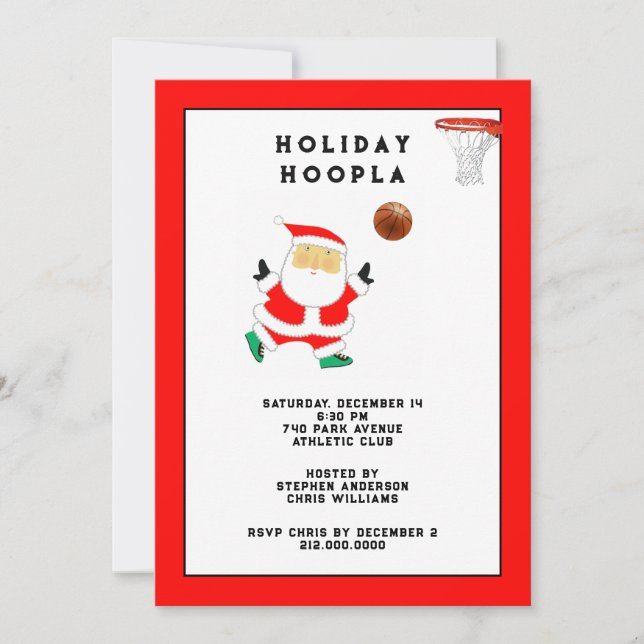 Invitación Fiesta de Navidad de Basketball (Anverso)