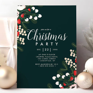 Invitación Fiesta de Navidad de Bayas de Acebo Floral de Invi