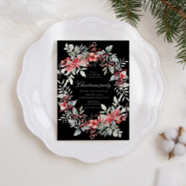 Invitación Fiesta de Navidad de Bayas de Días Festivos Clásic