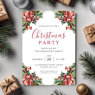 Invitación Fiesta de Navidad de Botánica de Invierno Elegante
