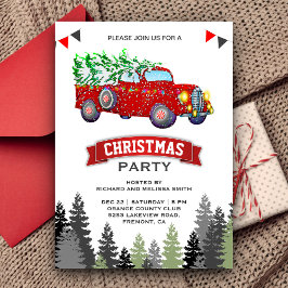 Invitación Fiesta de Navidad de Camioneta Roja Vintage