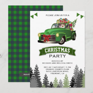 Invitación Fiesta de Navidad de Camioneta Verde Vintage