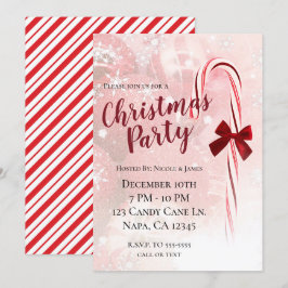 Invitación Fiesta de Navidad de Caña de Caramelo de Invierno
