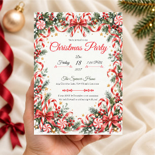 Invitación Fiesta de Navidad de Caramelo de Caña