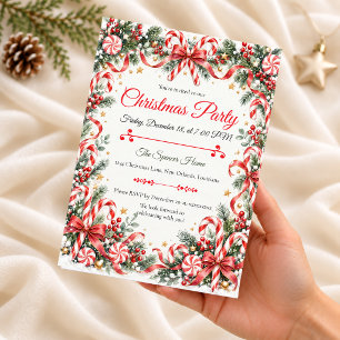 Invitación Fiesta de Navidad de Caramelos de Caña