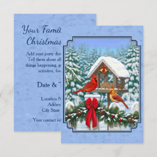 Invitación Fiesta de Navidad de Cardenales Azul