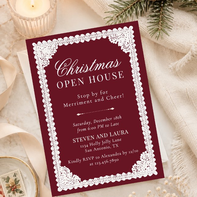 Invitación Fiesta de Navidad de Casa Abierta Burgundy de Enca (Subido por el creador)