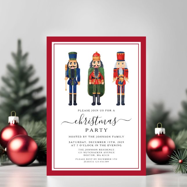 Invitación Fiesta de Navidad de Cascanueces Adorable  (Cute Nutcracker Christmas Party Invitation)