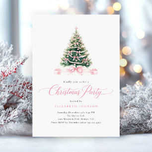 Invitación Fiesta de Navidad de Cena Rosa
