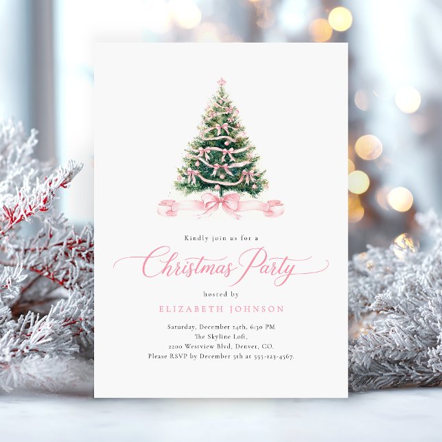 Invitación Fiesta de Navidad de Cena Rosa (Subido por el creador)