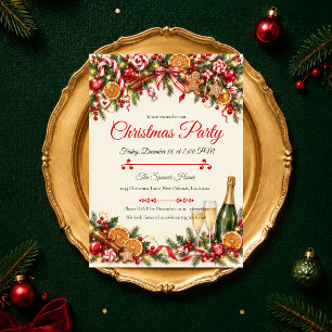 Invitación Fiesta de Navidad de Champán de Lujo