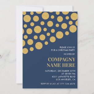 Invitación Fiesta de Navidad de Chic Company Oro Azul Marino