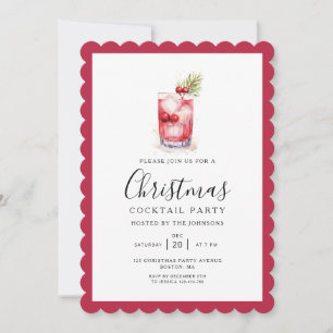 Invitación Fiesta de Navidad de Cocktail Vacacional Elegante