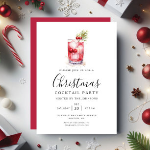 Invitación Fiesta de Navidad de Cóctel de Vacaciones Elegante