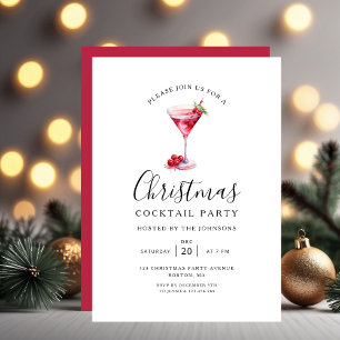Invitación Fiesta de Navidad de Cóctel Vacacional Elegante