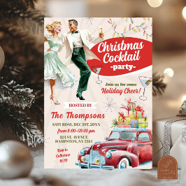 Invitación Fiesta de Navidad de cócteles de Navidad retro vin