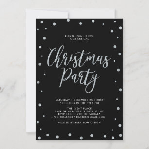 Invitación Fiesta de Navidad de Confeti Moderno Plateado y Ne