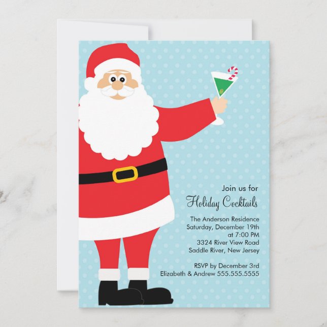 Invitación Fiesta de Navidad de consumición del cóctel del (Anverso)