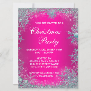 Invitación Fiesta de Navidad de Copo de Nieve Azul Turquesa R