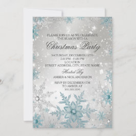 Invitación Fiesta de Navidad de copo de nieve de cristal azul