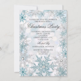 Invitación Fiesta de Navidad de Copo de Nieve de Cristal de P