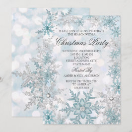 Invitación Fiesta de Navidad de Copo de Nieve de Cristal de P