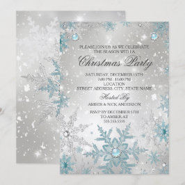 Invitación Fiesta de Navidad de Copo de Nieve de Cristal Perl