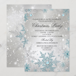 Invitación Fiesta de Navidad de copo de nieve de cristal Perl