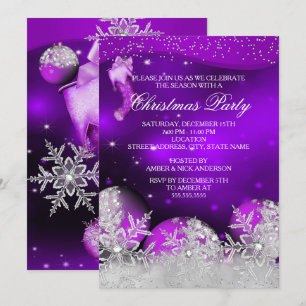 Invitación Fiesta de Navidad de copo de nieve de cristal rosa