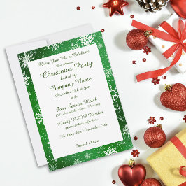 Invitación Fiesta de Navidad de copos de nieve verdes festivo